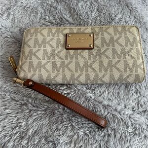 Michael Kors Monogram Beige Wristlet